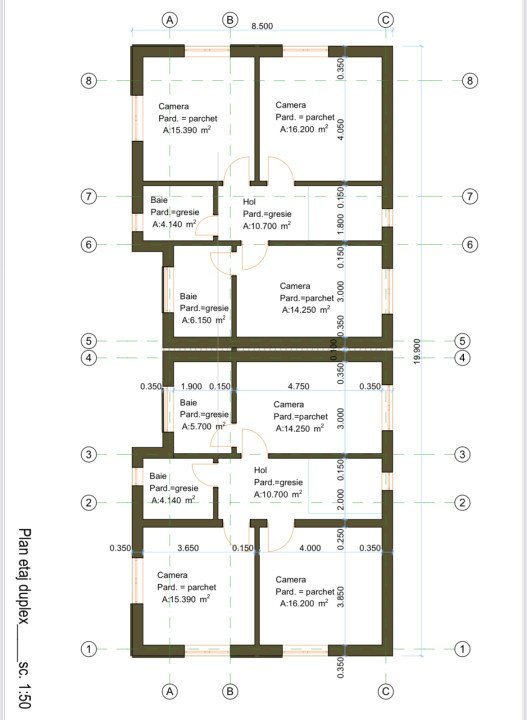 Duplex 120 mp, 4 camere, 250 mp de teren, incalzire in pardoseala, zona Tauti