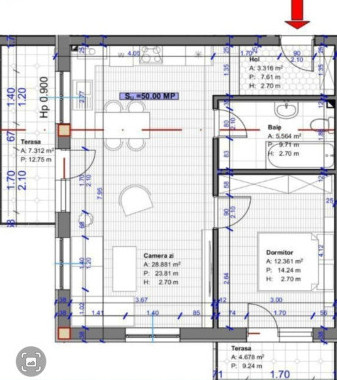 Apartament 2 camere, 50 mp, zona Șesul de sus