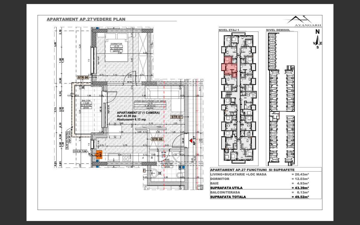 Apartament 2 camere, 46mp+ 6 mp balcon, etaj intermediar, zona Cetății 