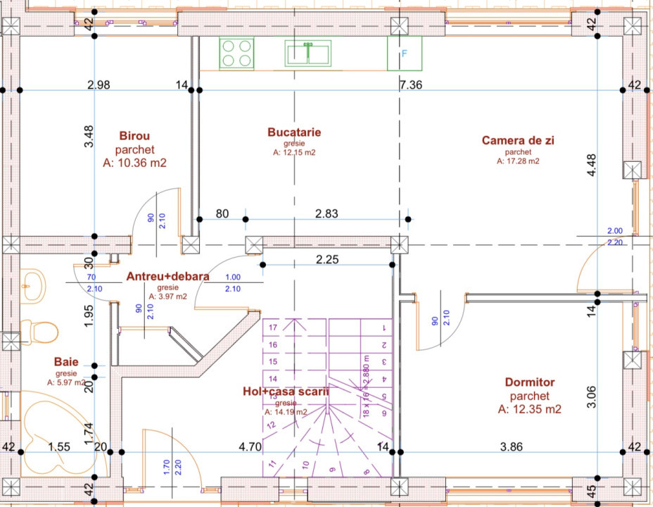 Apartament de 3 camere, semifinisat, 62 mp, gradina, Zona Eroilor