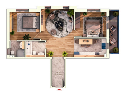 Apartament de 3 camere, 70 mp, balcon de 5 mp, Marasti 