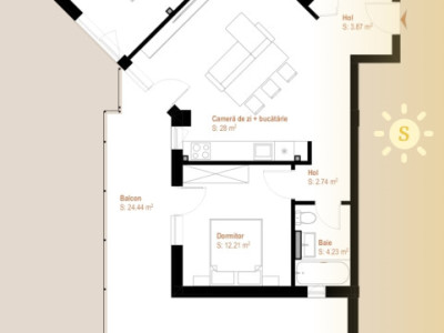 Apartament de 3 camere, 72,54mp, zona Vivo