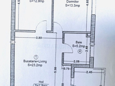 Apartament de 3 camere, 57 mp, finisat, 8 mp logie, Zona Vivo