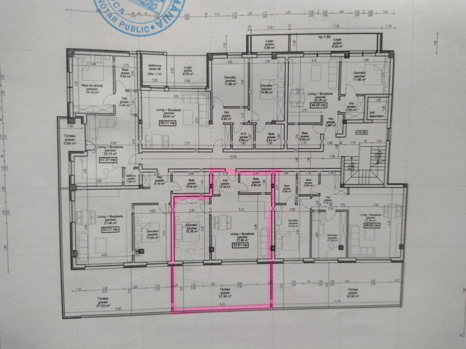 Apartament de 2 camere, 52,81 mp, semifinisat, zona Sub Cetății 