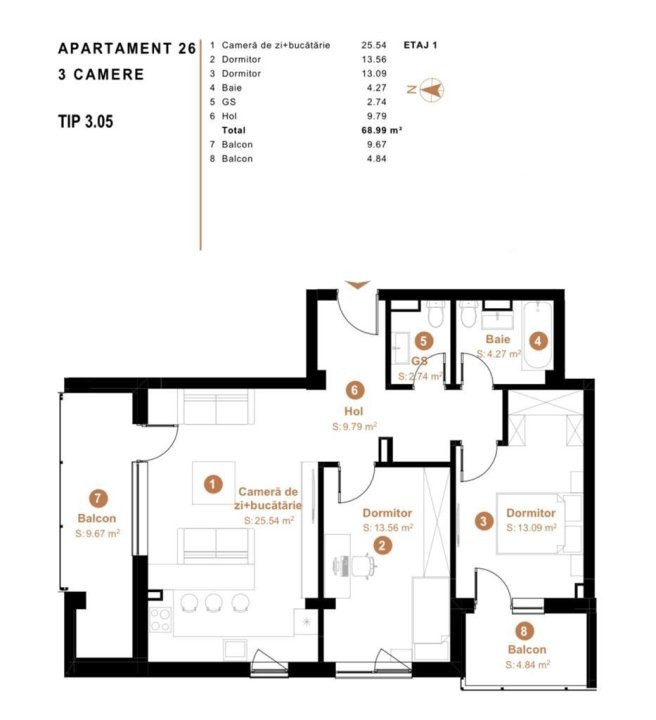  Apartamente cu 2 si 3 camere, zona Valea Garbaului