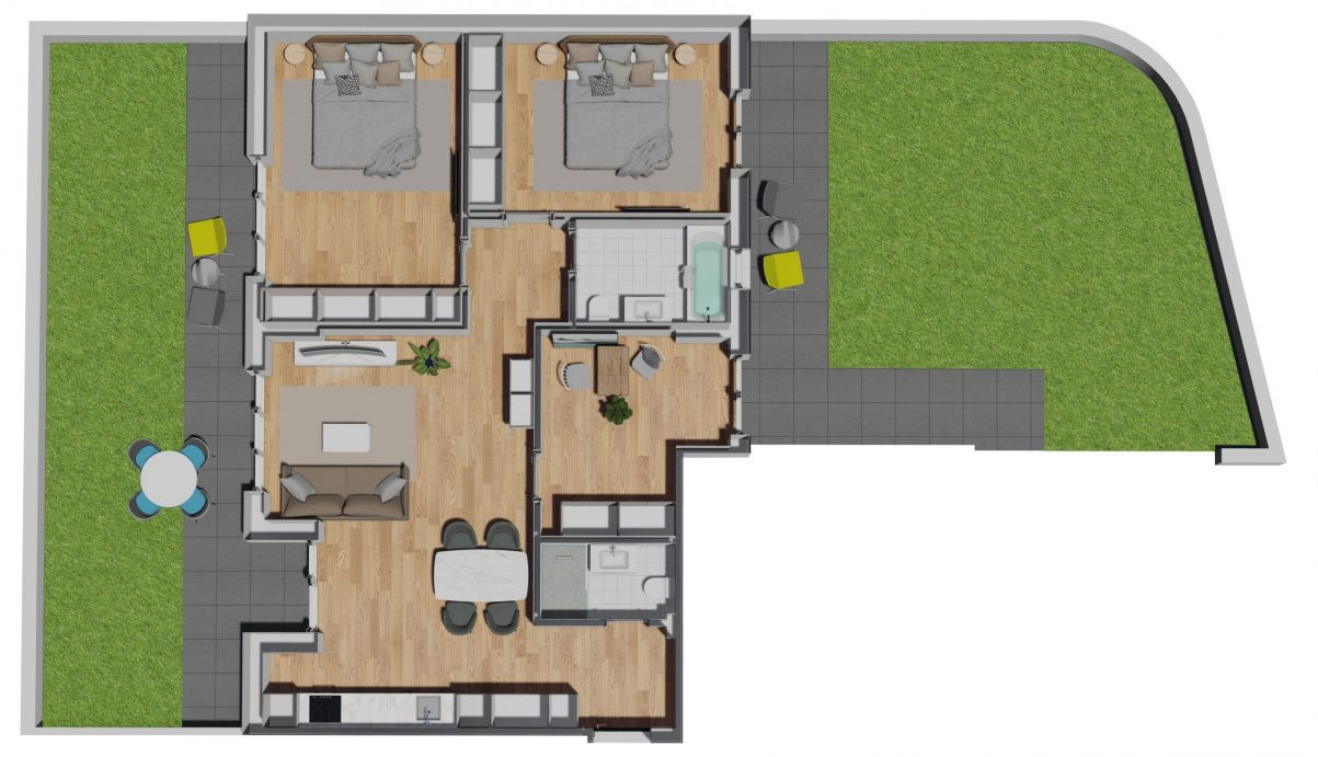 Apartament de 3 camere semifinisat, 89 mp, terasa 58,75 mp, lift, zona VIVO