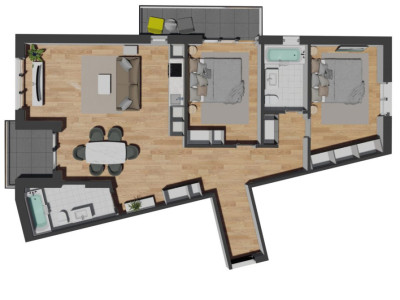 Apartament de 3 camere semifinisat, 87,89 mp, zona VIVO