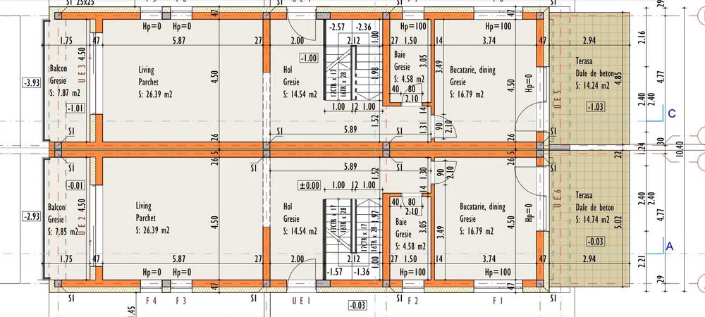 Duplex de vanzare, 4 camere, 200mp, 400mp teren, parcare, zona Voroneti