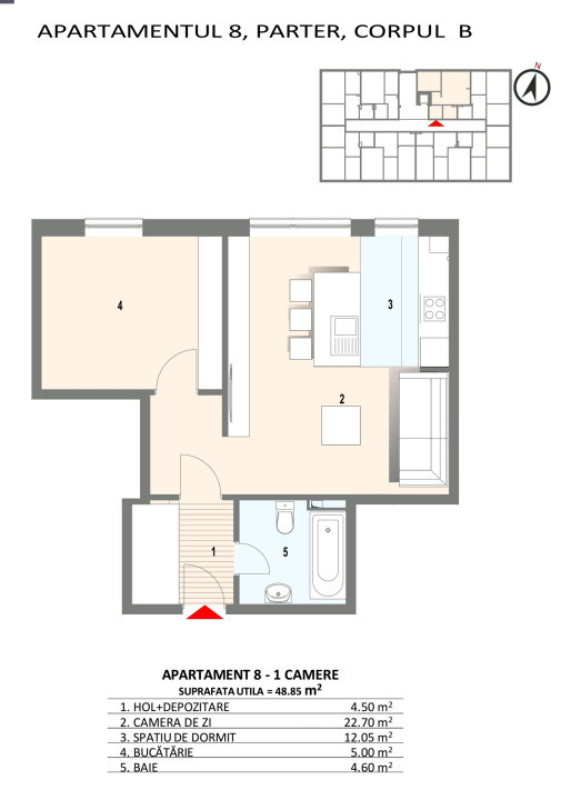 Ansamblu rezidential de 1-2-3 camere, SEMICENTRAL, 