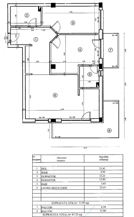 Apartament de 3 camere, 2 bai, 2 balcoane, parcare subterana, zona Sub Cetate