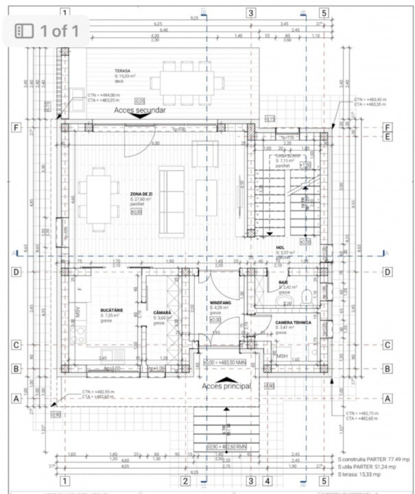 Casa individuala cu CF, 120mp utili, teren de 420mp, Chinteni 