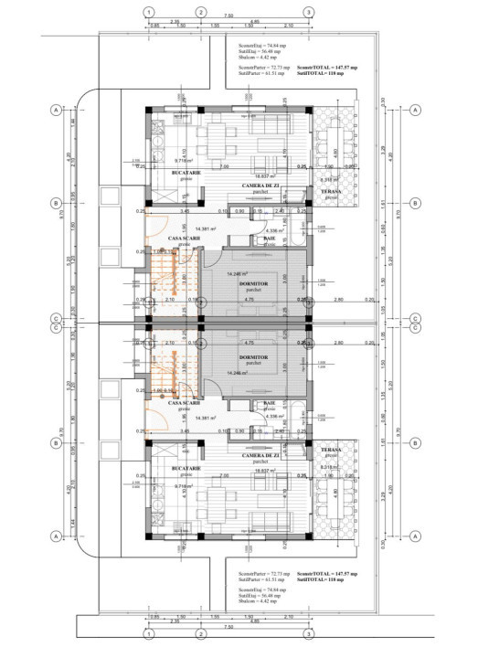 Duplex de vanzare, 120 mp, curte 250 mp, zona Avram Iancu