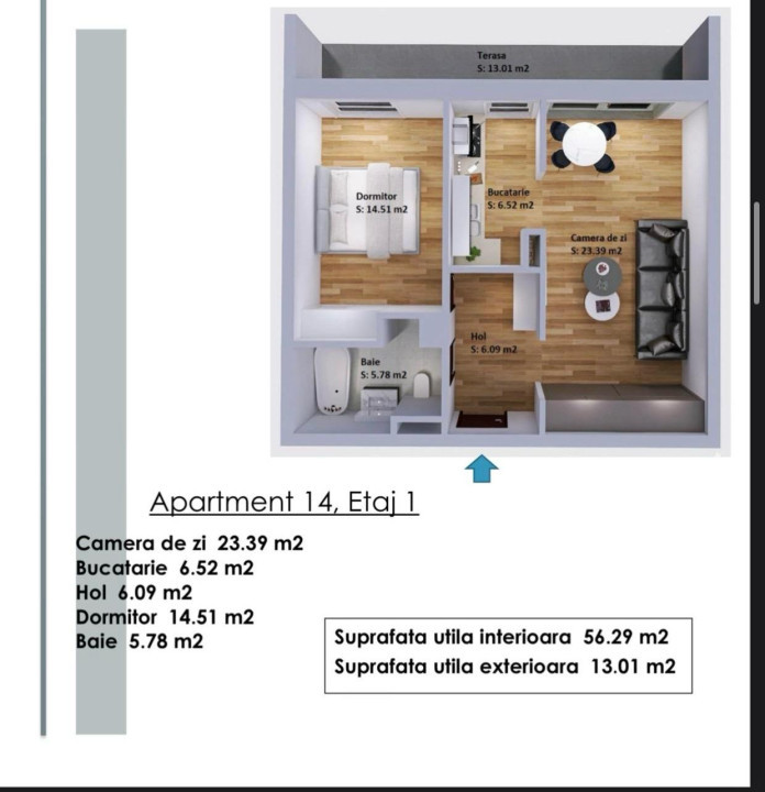 Va oferim spre vanzare un apartament de 2 camere situat in cartierul Plopilor