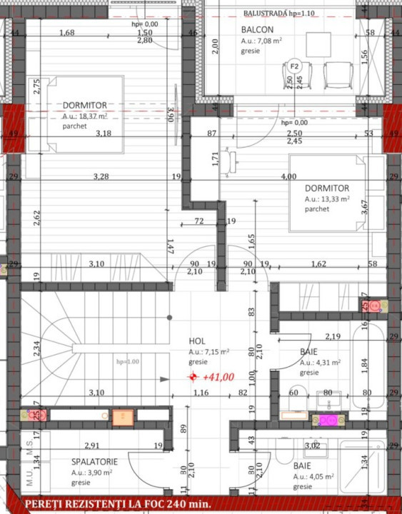 Penthouse semifinisat, 99,46 mp, terasa 7,08 mp, zona Vivo