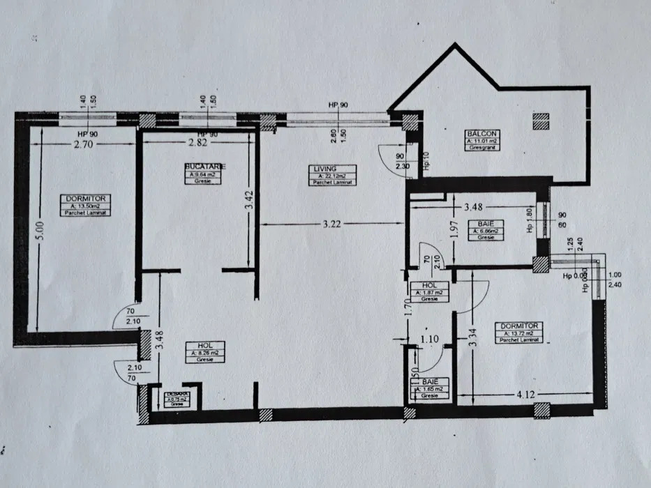 Apartament 3 camere, 78 mp utili, balcon, cartier Andrei Muresanu