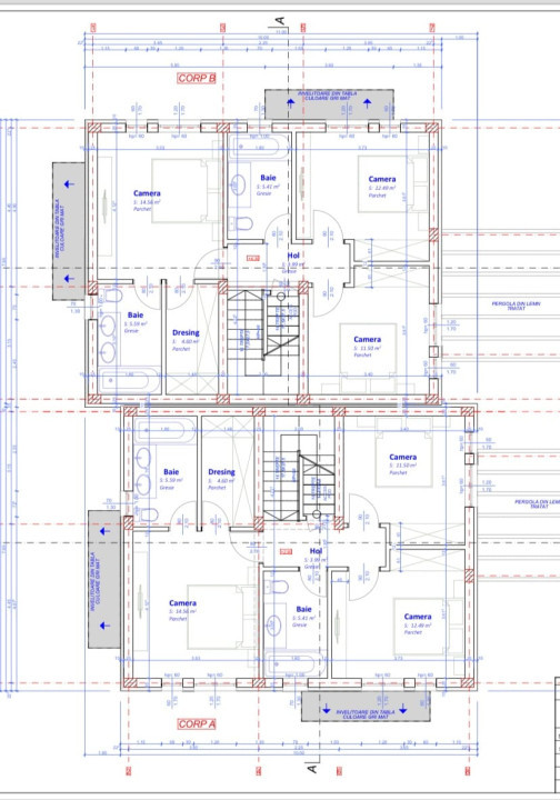 Ansamblu de case tip duplex, 135mp utili, 4 camere, garaj, Zona Tauti