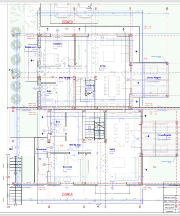 Ansamblu de case tip duplex, 135mp utili, 4 camere, garaj, Zona Tauti