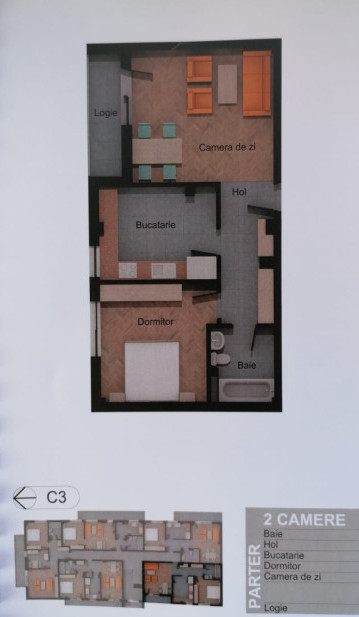 Apartament de 2 camere semifinisat, 56,35 mp, zona Sesul de sus