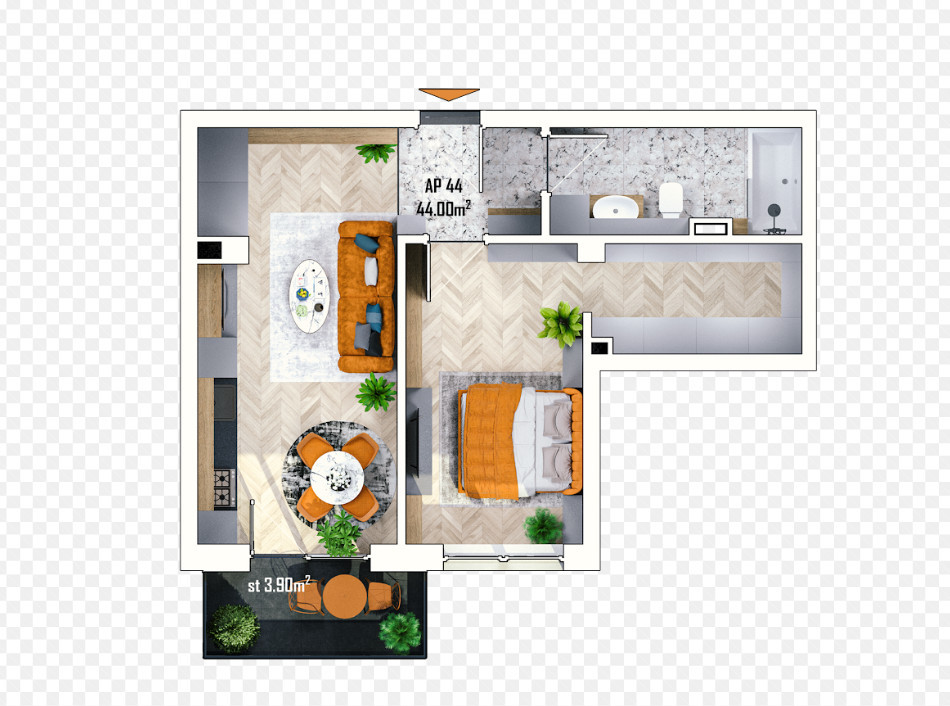 Apartament de vanzare cu 2 camere in ansamblu rezidential