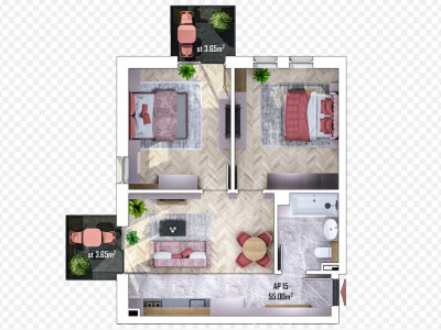 Apartament de vanzare cu 3 camere in ansamblu rezidential