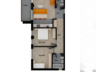 Apartament de 3 camere, 63,80 mp, balcon 9,16 mp, zona Muzeul Apei