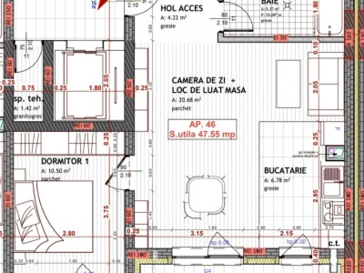 Apartament de 2 camere ,48 mp cu terasa Avram Iancu