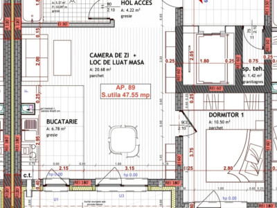 Apartament de 2 camere ,47 mp cu terasa Avram Iancu