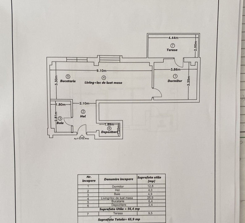 Apartament finisat 2 camere 56.4 mp utili plus balcon zona Dambul Rotund 