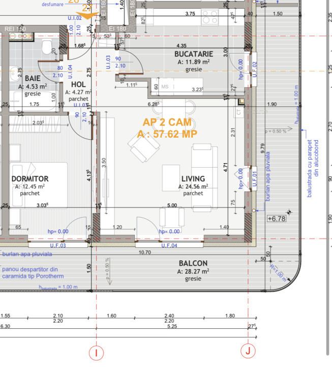 Apartament de 2 camere, 57.62 mp, etaj intermediar, zona exclusivista Centrala