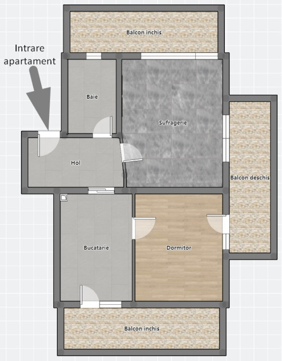 Apartament 2 camere , 3 balcoane , parcare , zona Eroilor