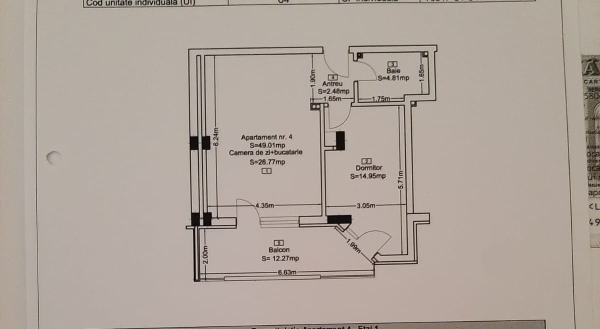 Apartament 2 camere, 49mp, terasa, parcare, zona Subcetate