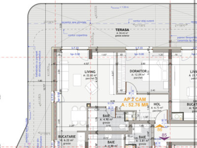 Apartament de 2 camere, 52,76 mp, terasa de 55 mp, zona exclusivista Centrala