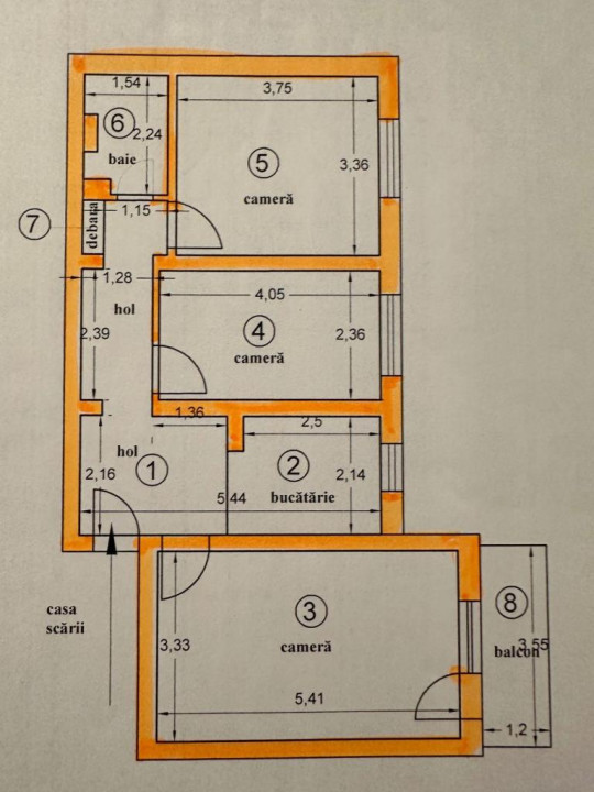 Apartament cu 3 camere, mobilat si utilat, 60MP, zona Gruia