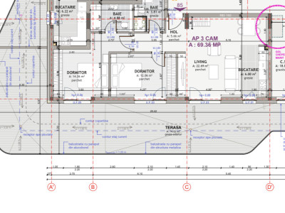 Apartament de 3 camere, 69 mp, 72 mp terasa cu view, zona exclusivista Centrala