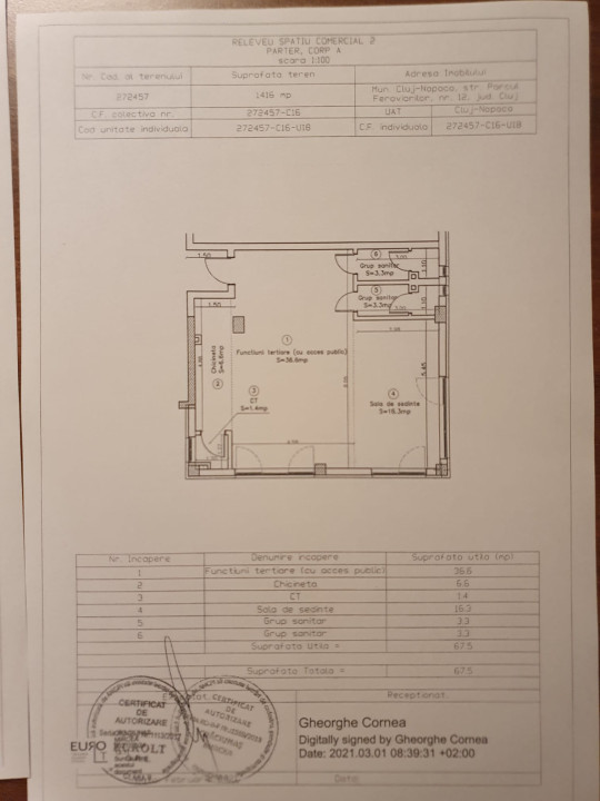 Spatiu comercial complet finisat, 67 mp, zona Semicentrala