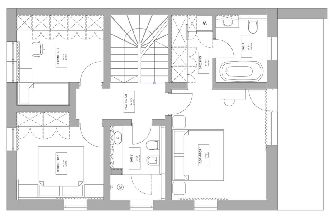 Casa tip duplex, 120 mp, 5 camere, Smart Home, Semifinisata, Chinteni