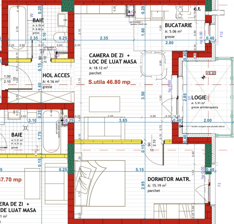 Apartament de 2 camere, 46.8 mp, Finisat, Zona Eroilor