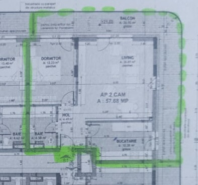 Apartament 3 camere semifinisat, 57,68 mp, zona Eroilor Floresti