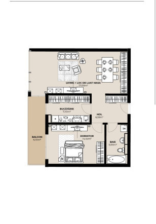 Apartamente cu 2 camere in ansamblu rezidential nou 50.85-62.2mp utili 