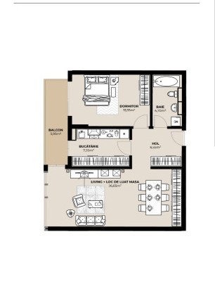 Apartamente cu 2 camere in ansamblu rezidential nou 50.85-62.2mp utili 