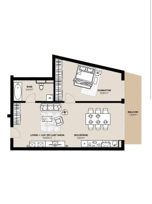 Apartamente cu 2 camere in ansamblu rezidential nou 50.85-62.2mp utili 