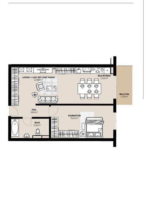 Apartamente cu 2 camere in ansamblu rezidential nou 50.85-62.2mp utili 