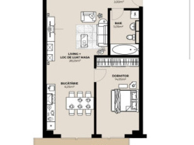 Apartamente cu 2 camere in ansamblu rezidential nou 50.85-62.2mp utili 