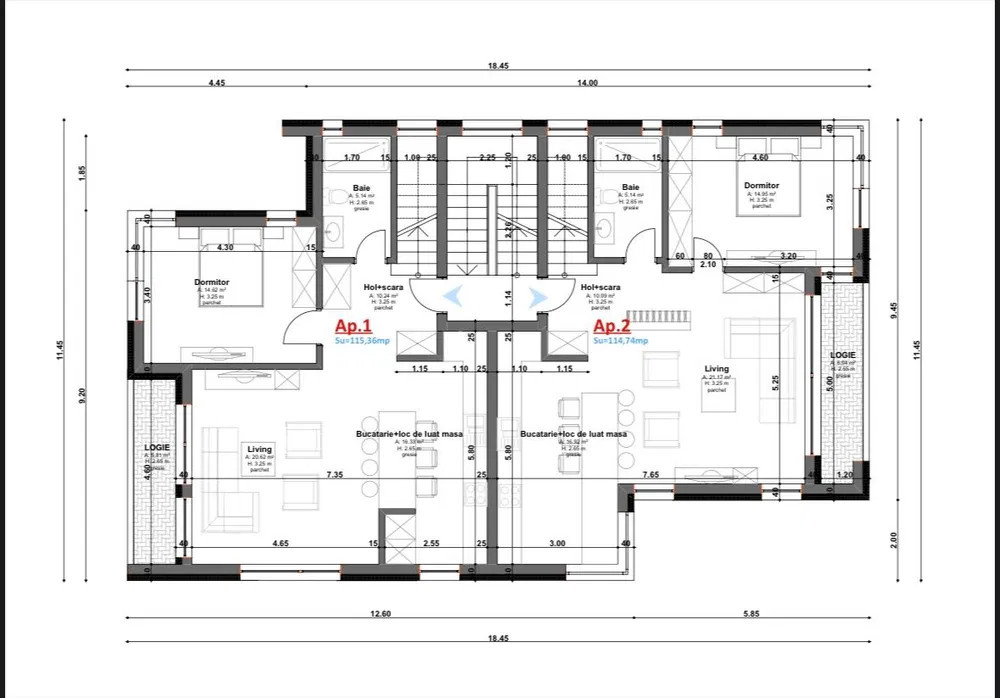 Apartament 4 camere duplex cu 2 apartamente, suprafata de 115mp, Andrei Muresan