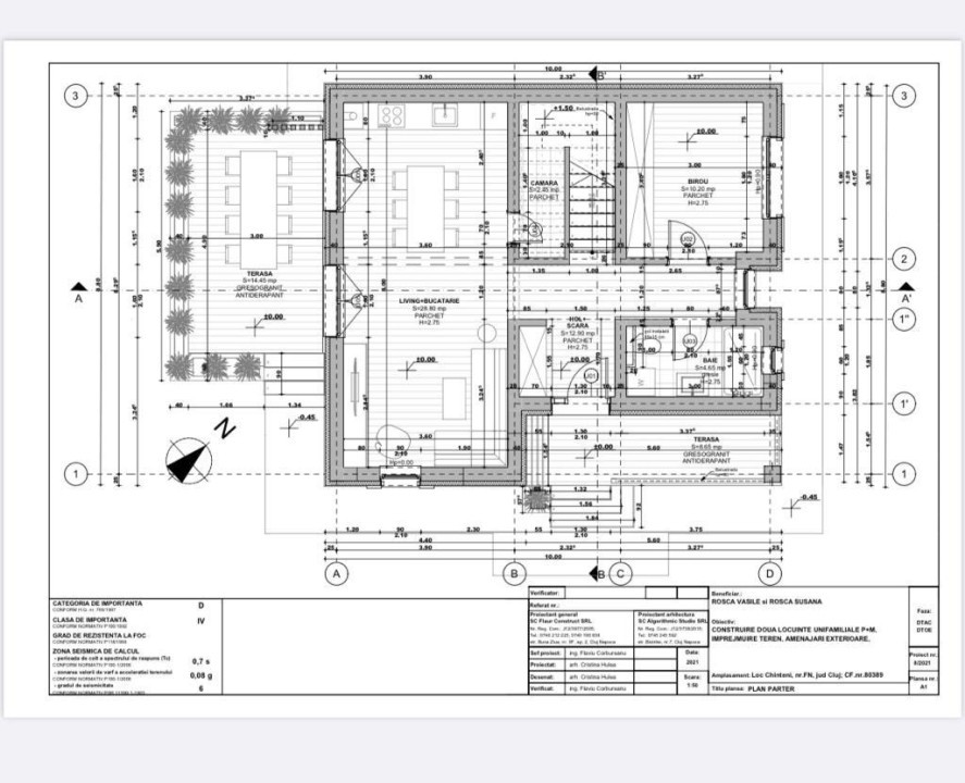 Casa Individuala, 5 camere, 120 mp, teren liber 1250 mp, Chinteni