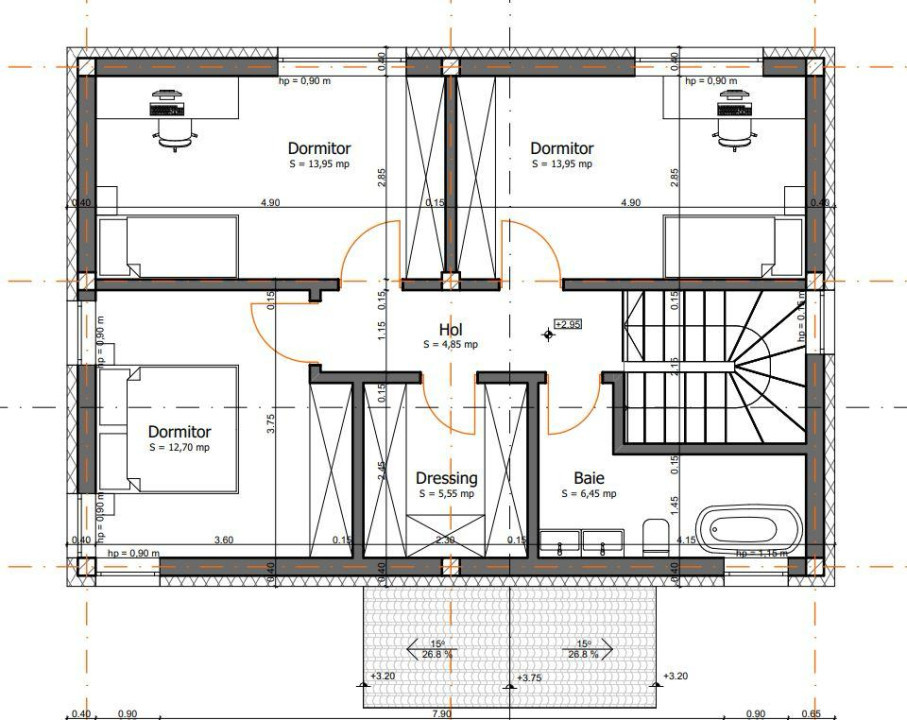 Casa individuala cu 4 camere, 440mp teren, strada privata, Dezmir