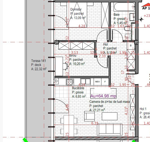 Apartament tip penthouse, 3 camere, terasă 22,32 mp, zona Sopor