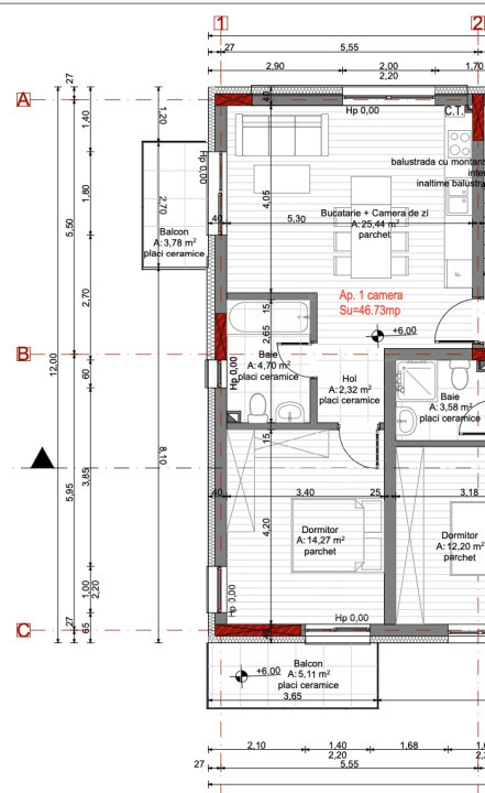 Apartament 2 camere, 47 mp, Bloc Nou, Manastur